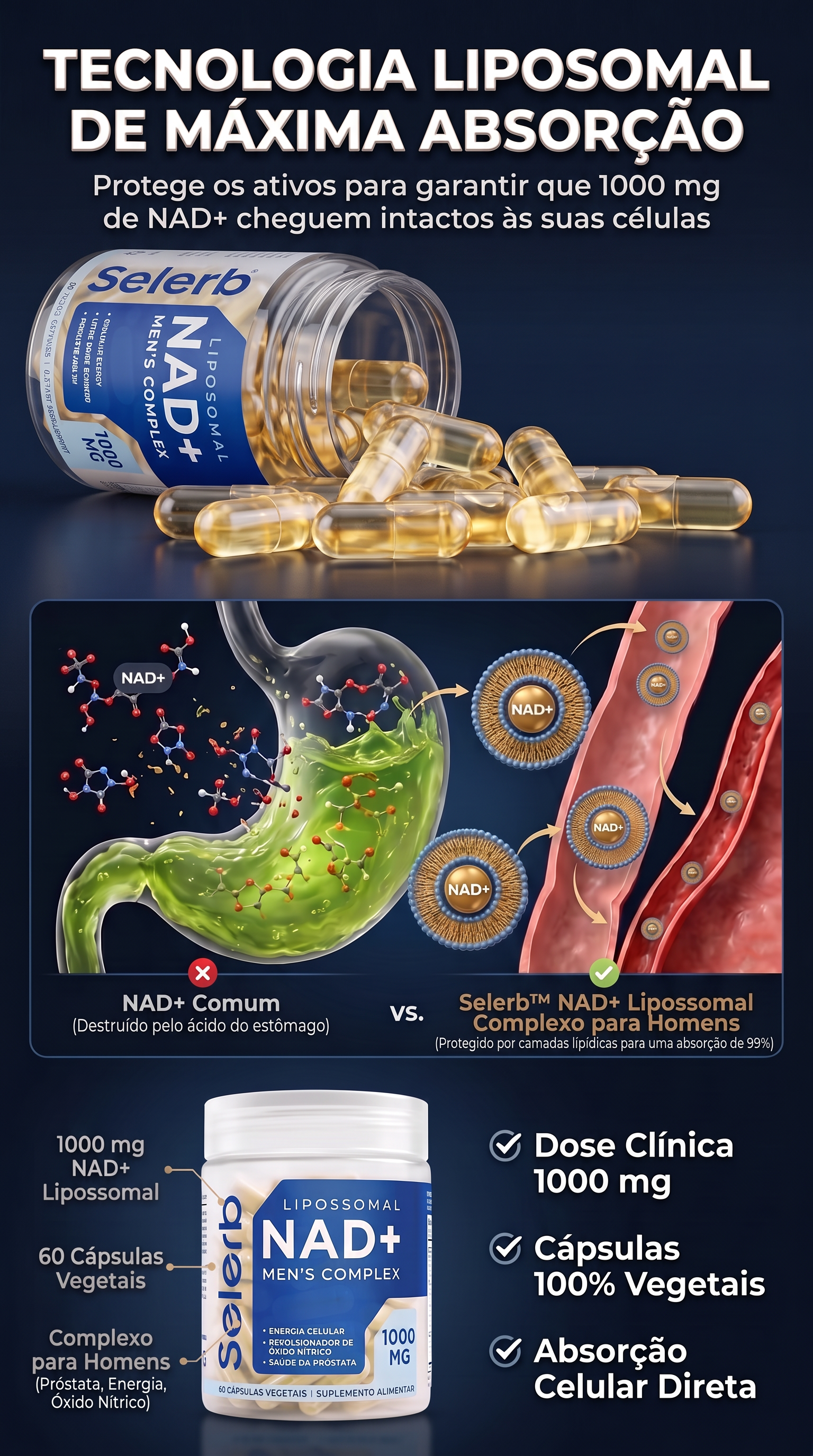 NAD+ comum x complexo lipossomal Selerb